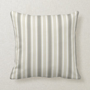 Beige candy stripes throw pillow