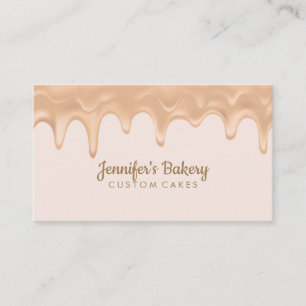 Beige Caramel Dripping Bakery Pastry Chef Cake Business Card