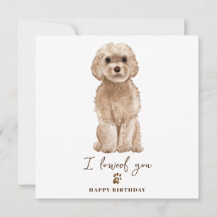 Beige Cavapoo Dog Mum Puppy Pets Birthday Card