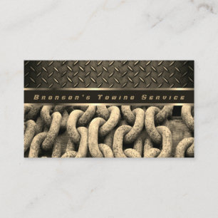 Beige Chain Professional Auto Towing Service Business Card