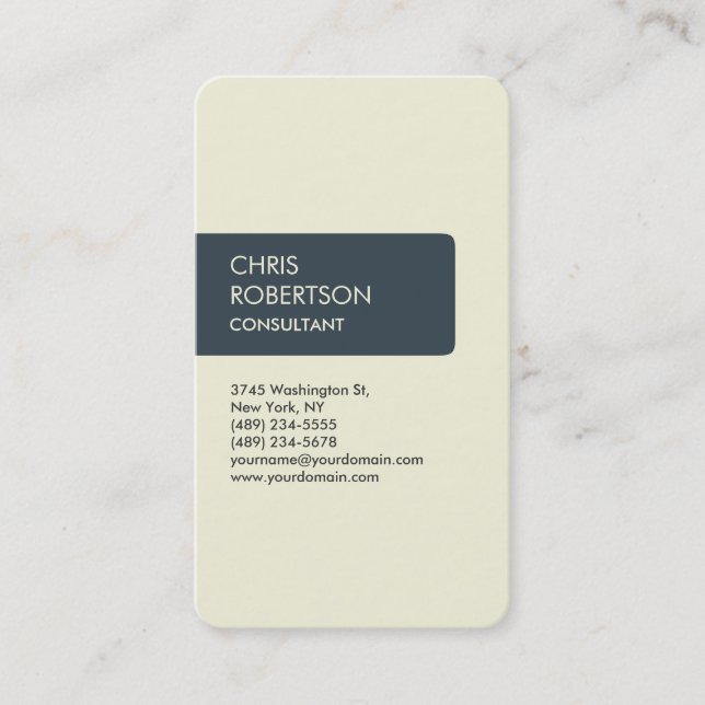 Beige Charcoal Attractive Charming Business Card (Front)