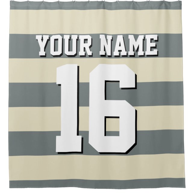 Beige Charcoal Sports Jersey Preppy Stripe (Front)