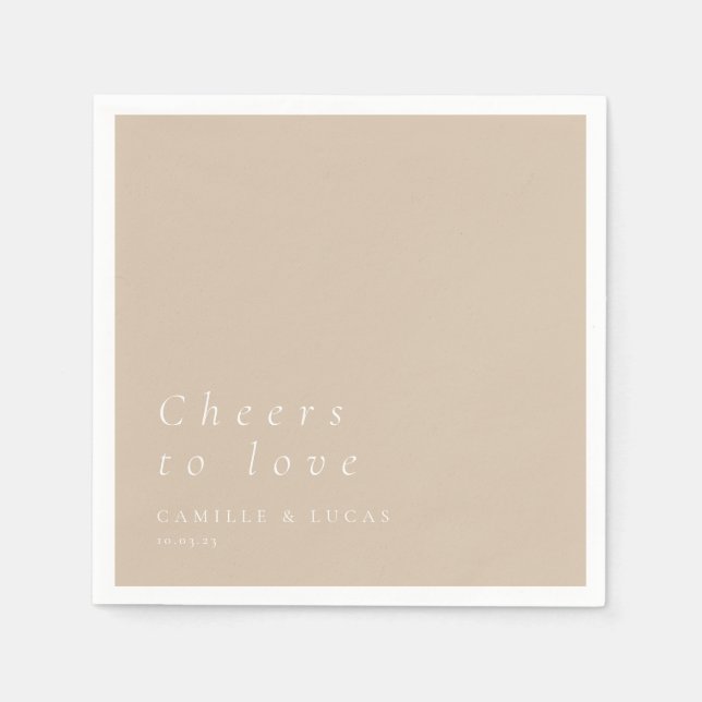 Beige Cheers To Love Personalized Wedding  Napkin (Front)