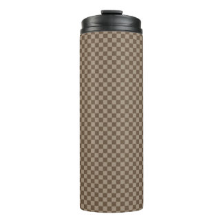 Beige Chequered Pattern Thermal Tumbler