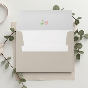 Beige Chic Floral Wedding Envelope
