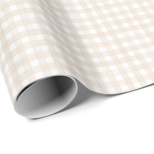 Beige Classic Gingham Wrapping Paper (Roll Corner)