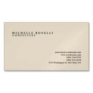 Beige Classical Plain Professional Magnetic Business Card