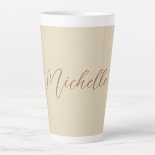 Beige Classical Professional Handwritten Name Latte Mug