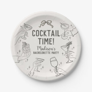 Beige Cocktail Party Bachelorette Envelope Favour Paper Plate