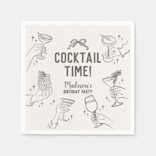 Beige Cocktail Party Retro Birthday Party Napkin