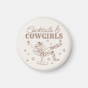 Beige Cocktails and Cowgirls Bachelorette Favors Magnet