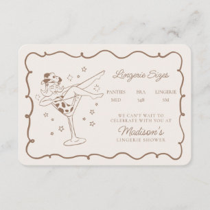 Beige Cocktails and Cowgirls Lingerie Sizes Insert