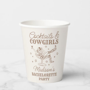Beige Cocktails and Cowgirls Rodeo Bachelorette Paper Cups