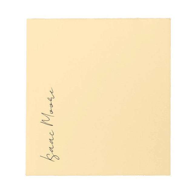 Beige Colour Plain Elegant Script Calligraphy Name Notepad (Front)
