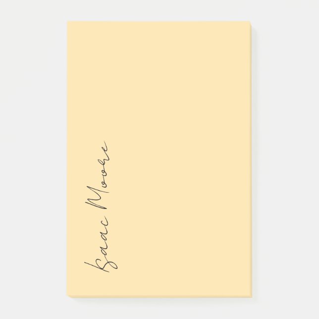 Beige Colour Plain Elegant Script Calligraphy Name Post-it Notes (Front)