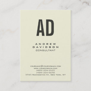 Beige Colour Trendy Vertical Monogram Business Car Business Card