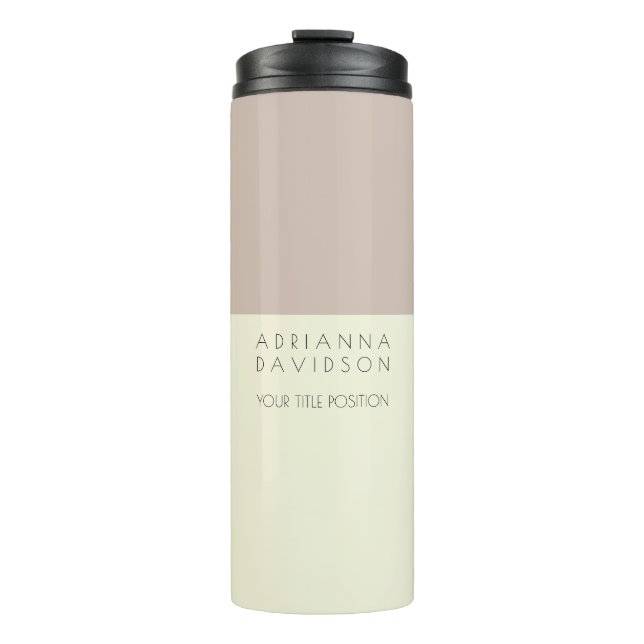 Beige Colour White Trendy Minimalist Thermal Tumbler (Front)