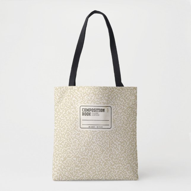 Beige Composition Notebook Tote Bag (Front)