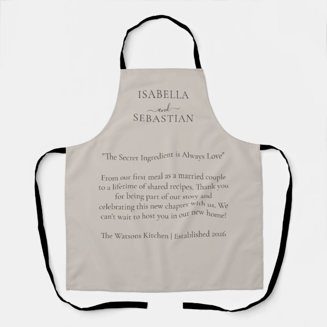 Beige Cooking Wedding Apron (Front)