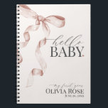 Beige Coquette Bow Girl Baby Gift My First Year Notebook<br><div class="desc">Elevate your baby shower with this Coquette Beige Bow Party Decor! This timeless design adds a touch of elegance and charm to any event, featuring a beautifully crafted bow adorned with delicate gold and beige hues. This collection is sure to impress your guests and create lasting memories and perfect for...</div>