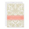 Beige Coral Damask Bridal Lunch Invitation