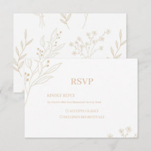 Beige Corner Floral Boho Wedding RSVP Card