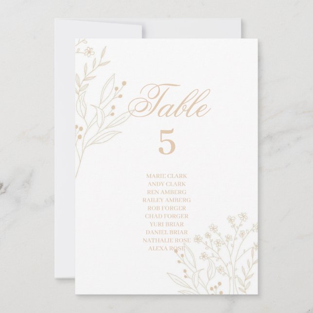 Beige Corner Floral Boho Wedding Seating Charts Invitation (Front)