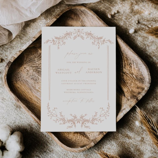 Beige Cottage Wedding Invitation Card Tan Invite (Creator Uploaded)