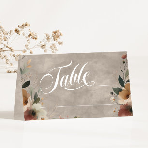 Beige Cottagecore Floral Wedding Reception Dinner Place Card