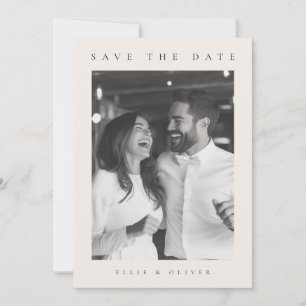 Beige Cream Boho Photo Save the Date Invitation