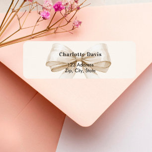 Beige cream bow return address