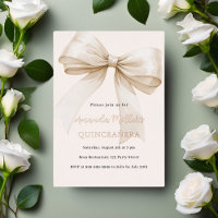 Beige cream bow rose gold Quinceanera luxury