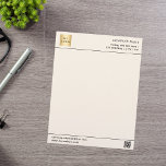 Beige cream business company logo QR code Letterhead<br><div class="desc">A modern beige,  cream coloured background.  Personalize and add your business,  company logo and contact information. Add your website url to the QR code.  Black letters

Print on both sides,  but without logo on the back.</div>