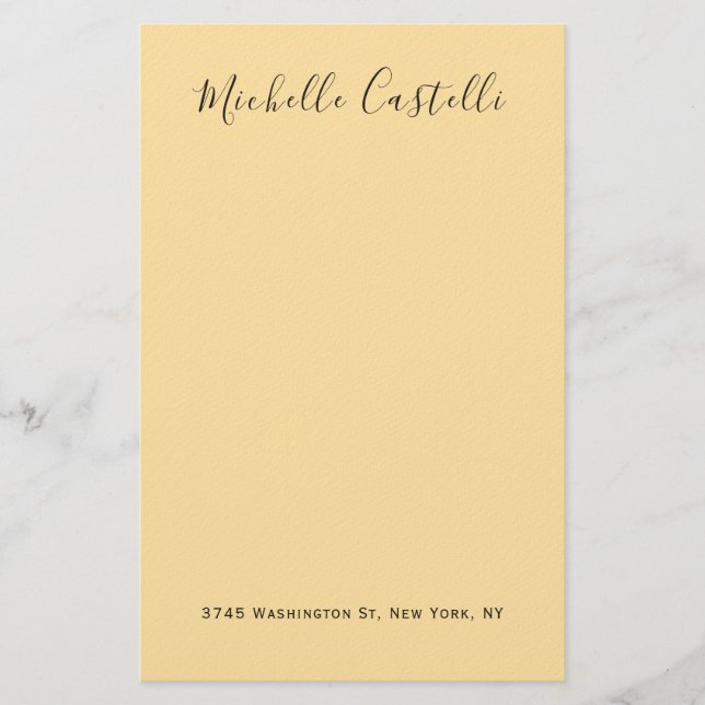 Beige Cream Color Professional Unique Handwriting Stationery (Front)
