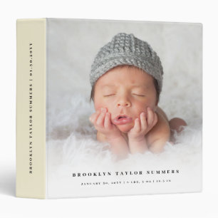 Beige Cream Minimalist Baby First Year Photo Album Binder