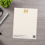 Beige cream modern business logo QR code Letterhead<br><div class="desc">A modern beige,  cream coloured background  Personalize and add your business,  company logo and contact information. Add your website url to the QR code.  Black letters

Print on both sides,  without logo on the back.</div>