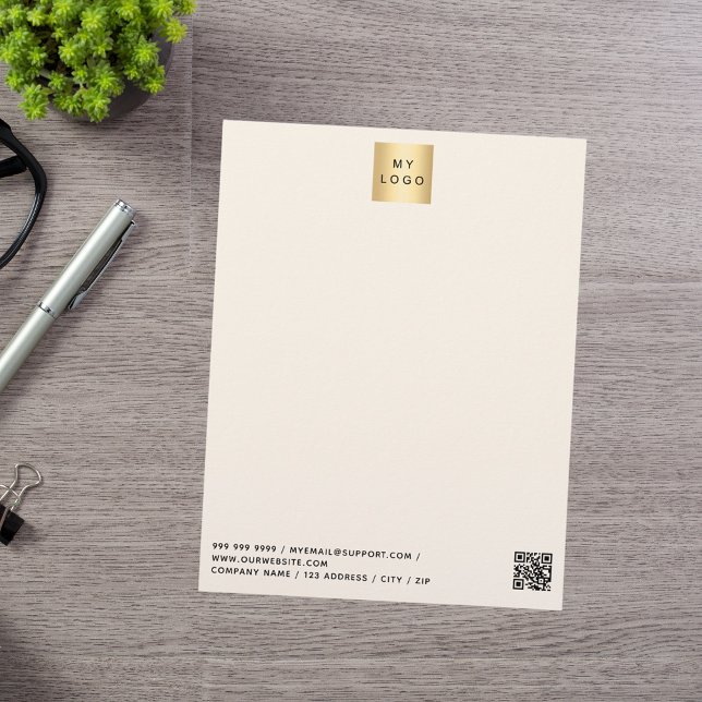 Beige cream modern business logo QR code Letterhead (Creator Uploaded)