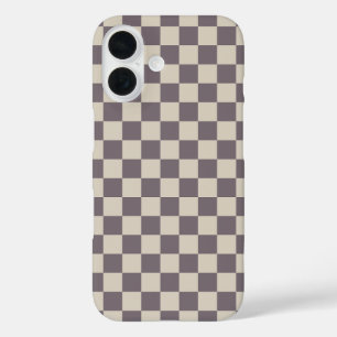 Beige Cream Patterns, Chequerboard Check Chequered iPhone 16 Case