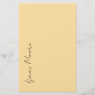 Beige Cream Plain Elegant Script Calligraphy Name Stationery