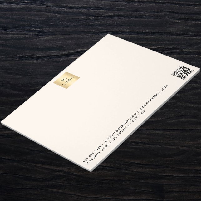 Beige cream QR code business company logo Notepad (Creator Uploaded)