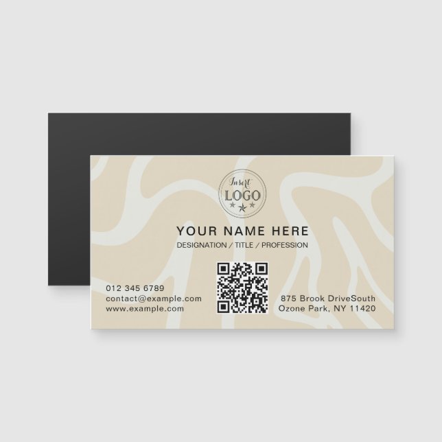 Beige Cream Simple Pattern Magnetic Business Card (Front/Back)