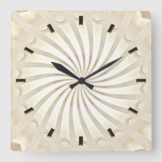 Beige Cream Swirl Wall Clock (Front)