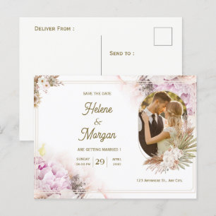 Beige Cream wedding invitation postcard