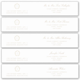 Beige Crest Guest Address Wrap Around Labels