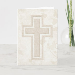Beige Cross 2 Blank Christian Greeting Card