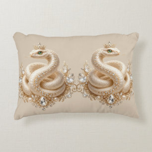 Beige Crystal Snake Crown Pendant Art Accent Pillow