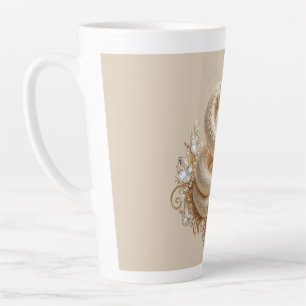 Beige Crystal Snake Crown Pendant Art Latte Mug
