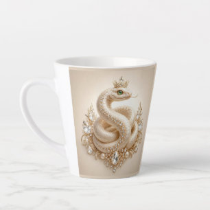 Beige Crystal Snake Crown Pendant Art Latte Mug