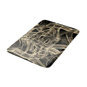 Beige curved ribbons, contrasted relief lines bath mat