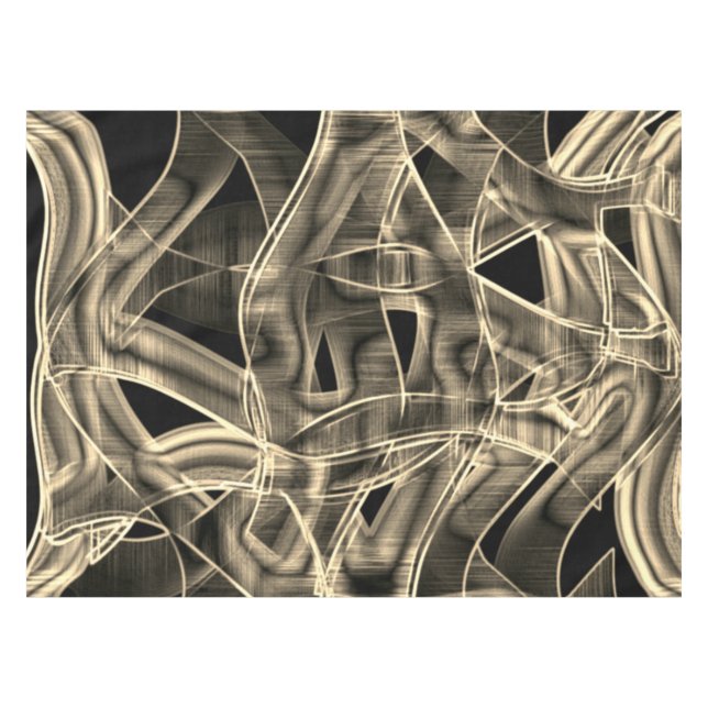 Beige curved ribbons, contrasting by embossed line tablecloth (Front (Horizontal))